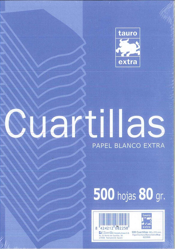 PAPEL 80 GR. A-5=CUARTO 500-H LISO BLANCO