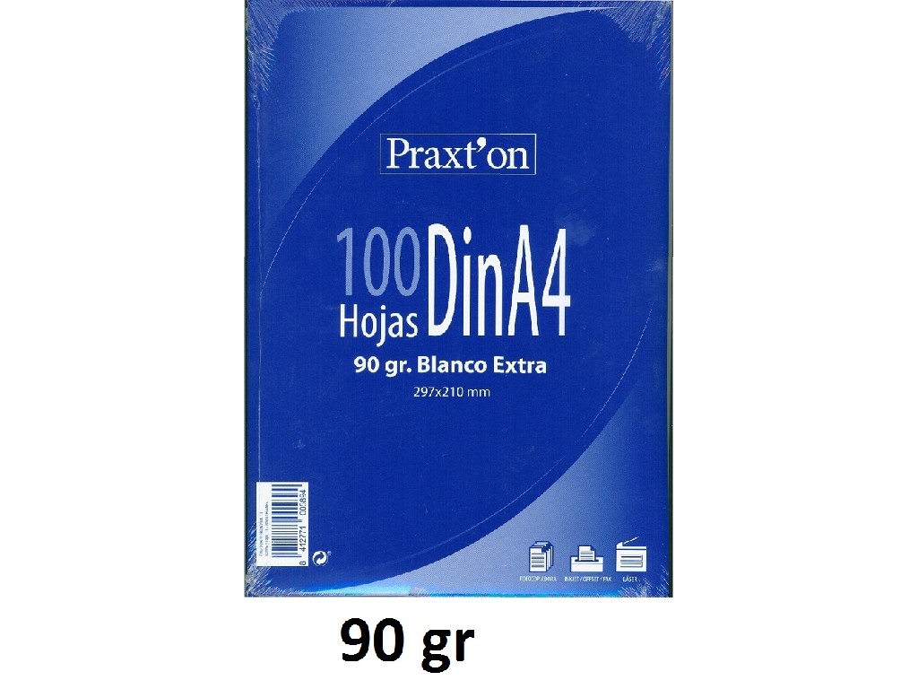 PAPEL 90 GR. A-4 100-H LISO BLANCO PRAXTON