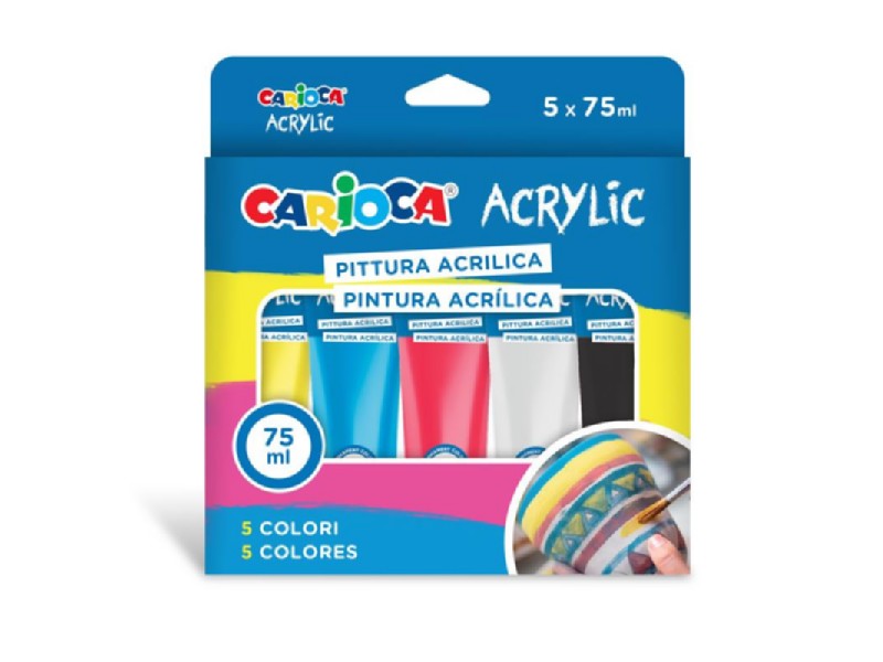 PINTURA ACRILICA CARIOCA 5 COLORES 75 ML 45249