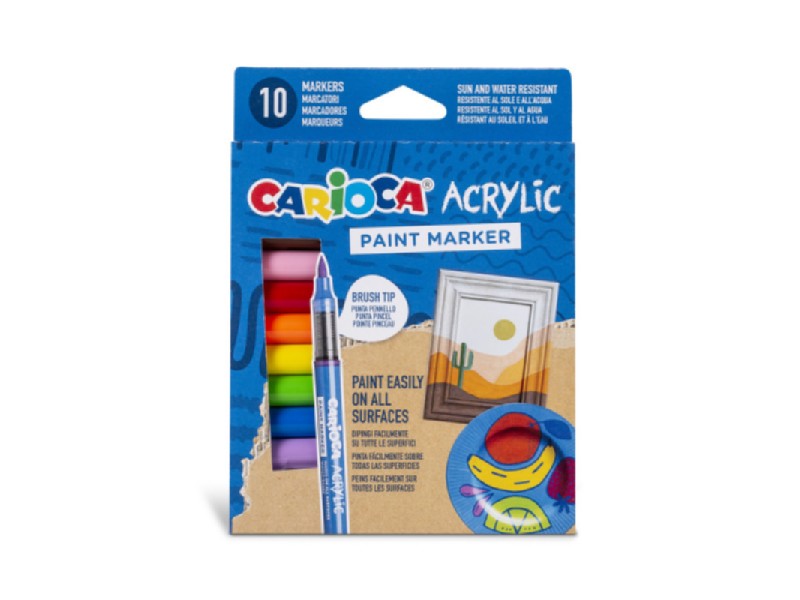 PINTURA ACRILICA CARIOCA 10 COLORES PINCEL 45281