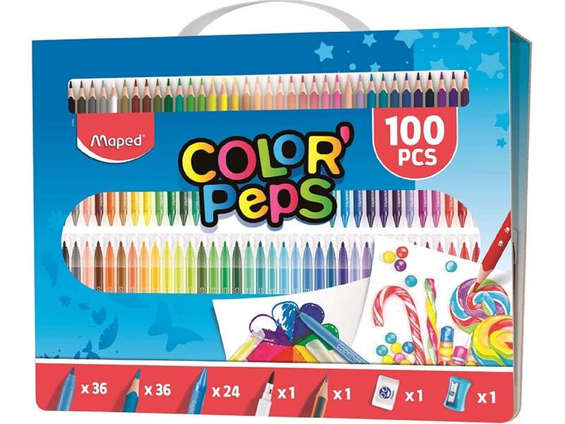 MALETIN DIBUJO MAPED 907003 COLOR'PEPS 100 PIEZAS