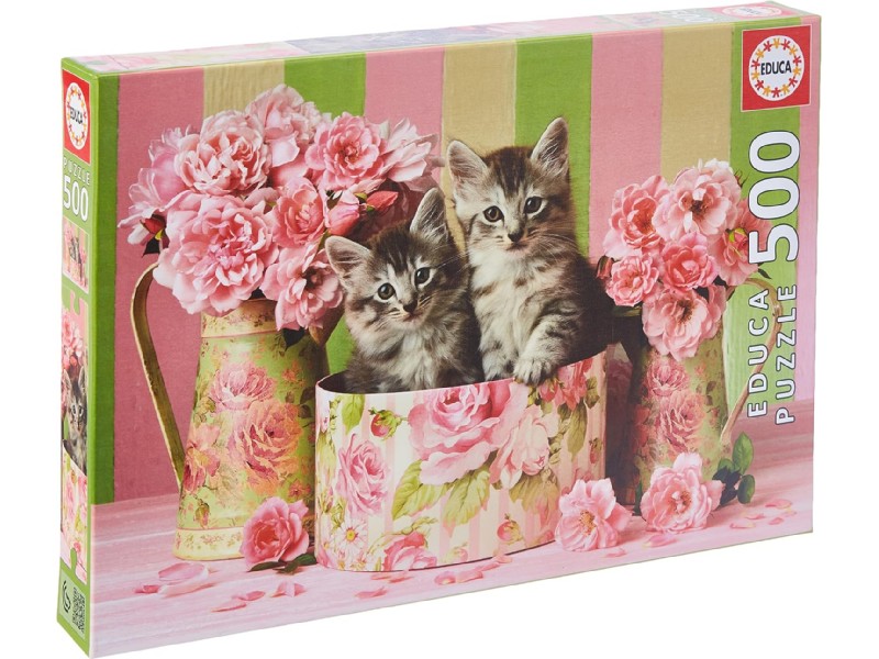 PUZZLE EDUCA  500 PIEZAS 17960 GATITOS CON ROSAS