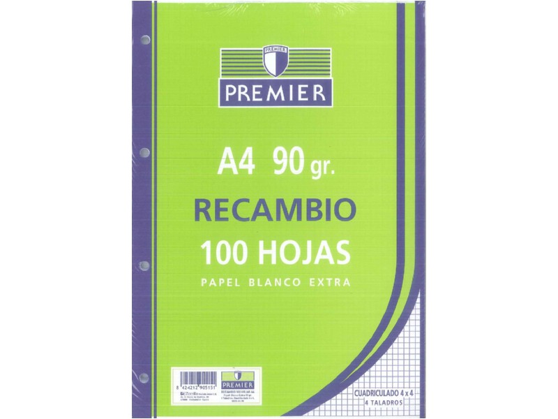 RECAMBIO 100 H. A-4 4/T PREMIER 90 GR CUADRO 4 MM