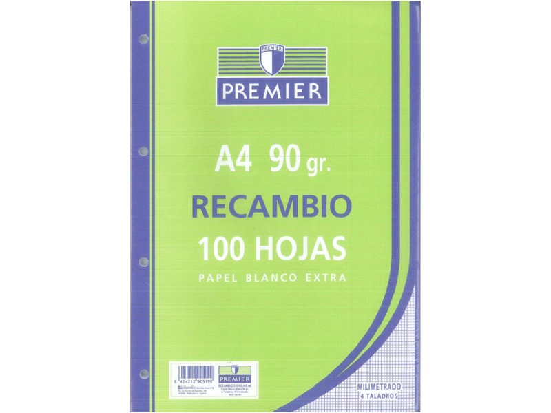 RECAMBIO 100 H. A-4 4/T PREMIER 90 GR MILIMETRADO