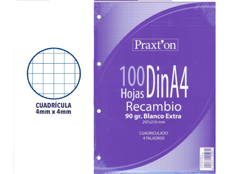 RECAMBIO 100 H. A-4 4/T PRAXTON 90 GR CUADRO 4 MM