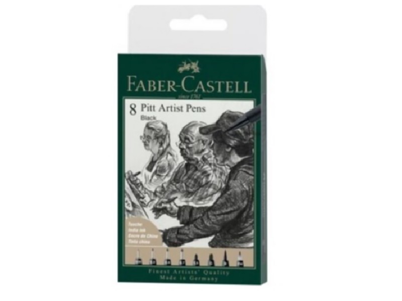 ROTULADOR FABER CASTELL PITT 167158 C/8 NEGROS