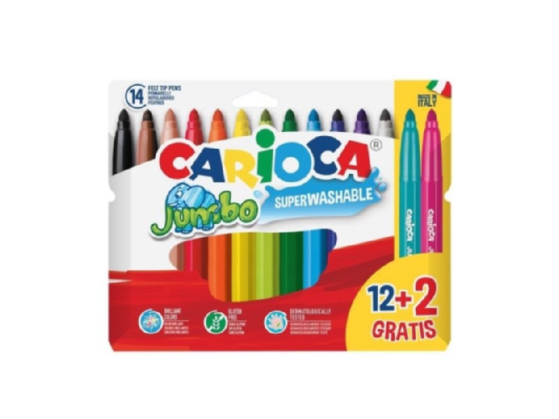 ROTULADOR CARIOCA JUMBO 12+2 COLORES