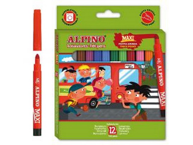 ROTULADOR ALPINO MAXI 12 COLORES AR000006