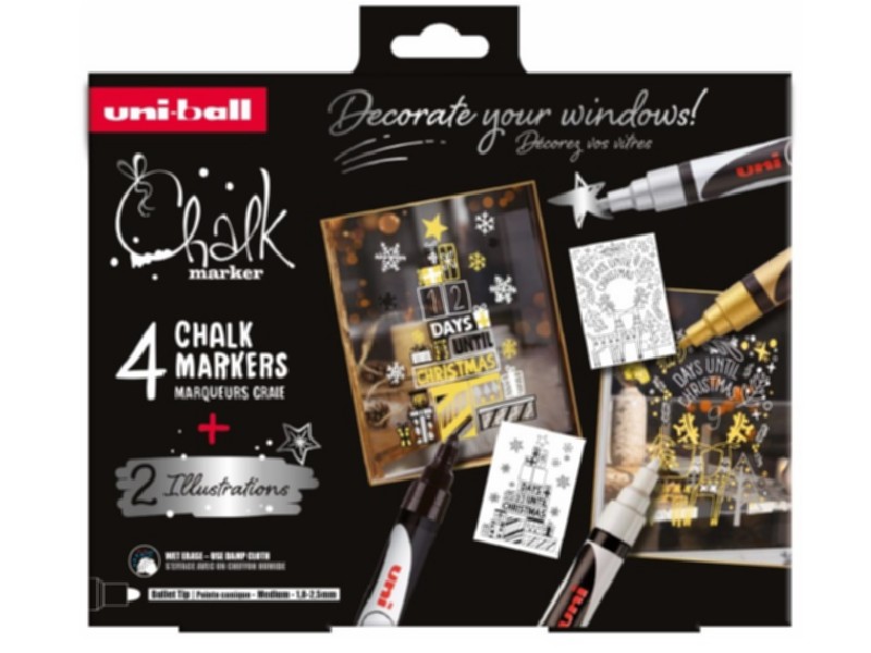 ROTULADOR UNI-BALL CHALK PW5M/4P SET 4 302422226
