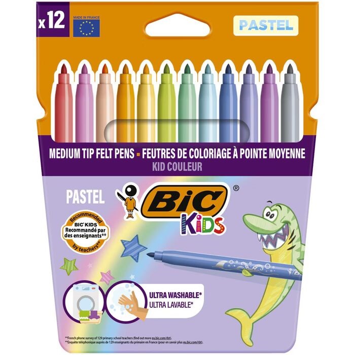 ROTULADOR BIC KID COULEUR 12 COLOR PASTEL 520084