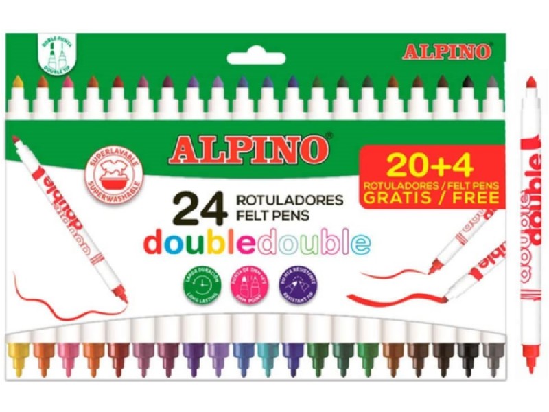 ROTULADOR ALPINO DOUBLE 20+4  COLORES AR002058