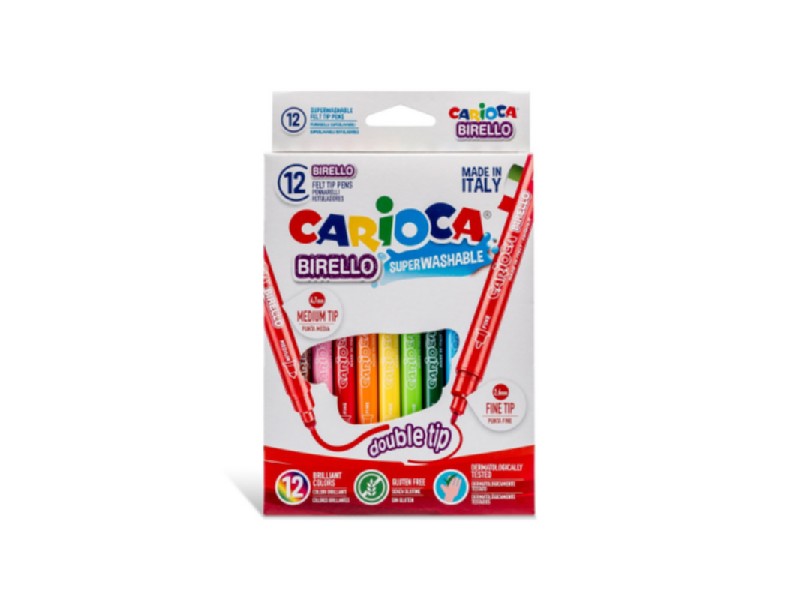 ROTULADOR CARIOCA BIRELLO 2 PUNTAS 12 COLORES