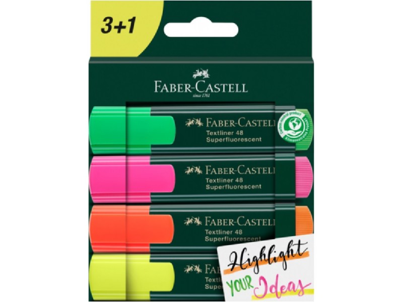 ROTULADOR FLUOR.FABER 48 TEXTLINER C/3+1 REGALO