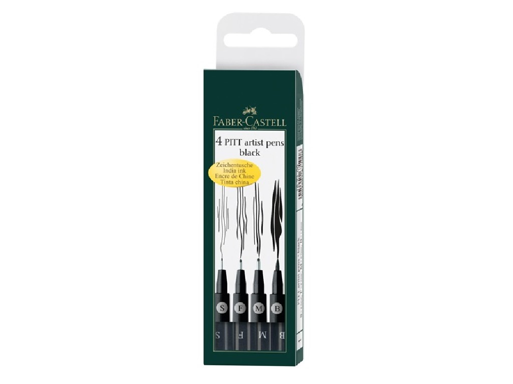 ROTULADOR FABER CASTELL PITT 167100 C/4 NEGROS