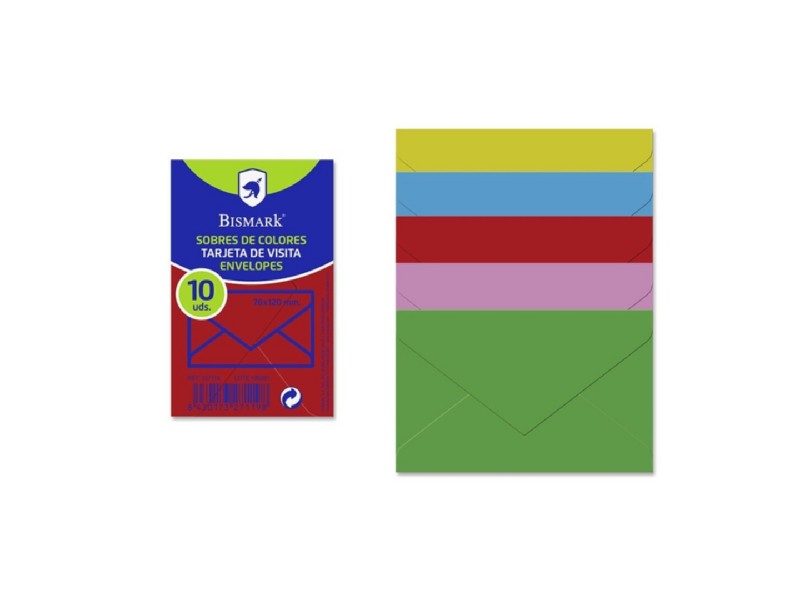 SOBRE PAPEL COLORES  76x120 MM PTE/10 327119