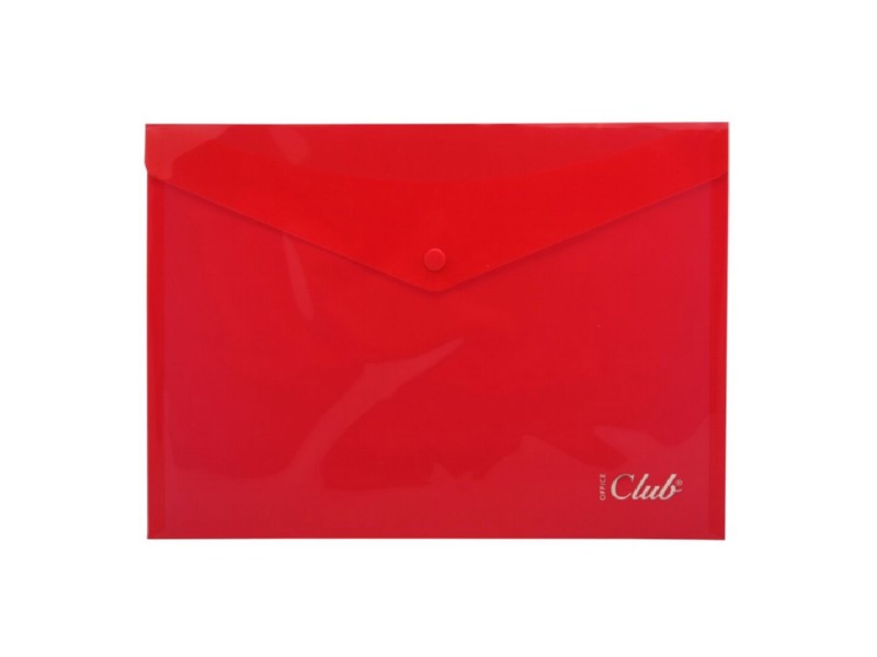 SOBRE PLASTICO A-4 OFFICE CLUB ROJO CON BROCHE