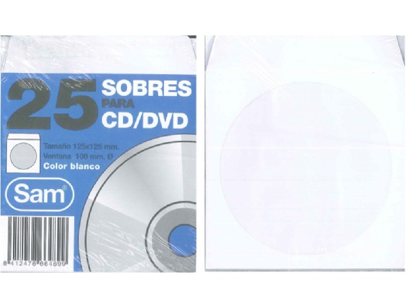 SOBRE CD/DVD SAM 125x125 PTE/25 664895