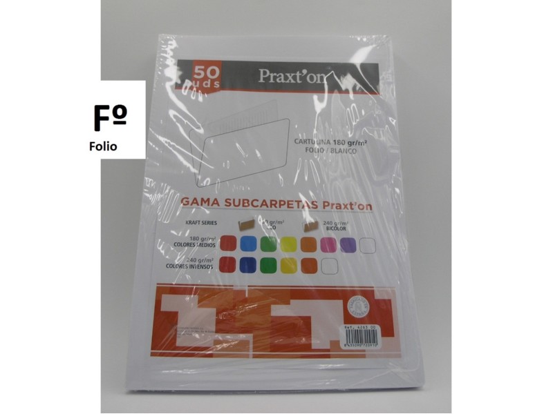 SUBCARPETA COLOR FOLIO BLANCA unidad* /