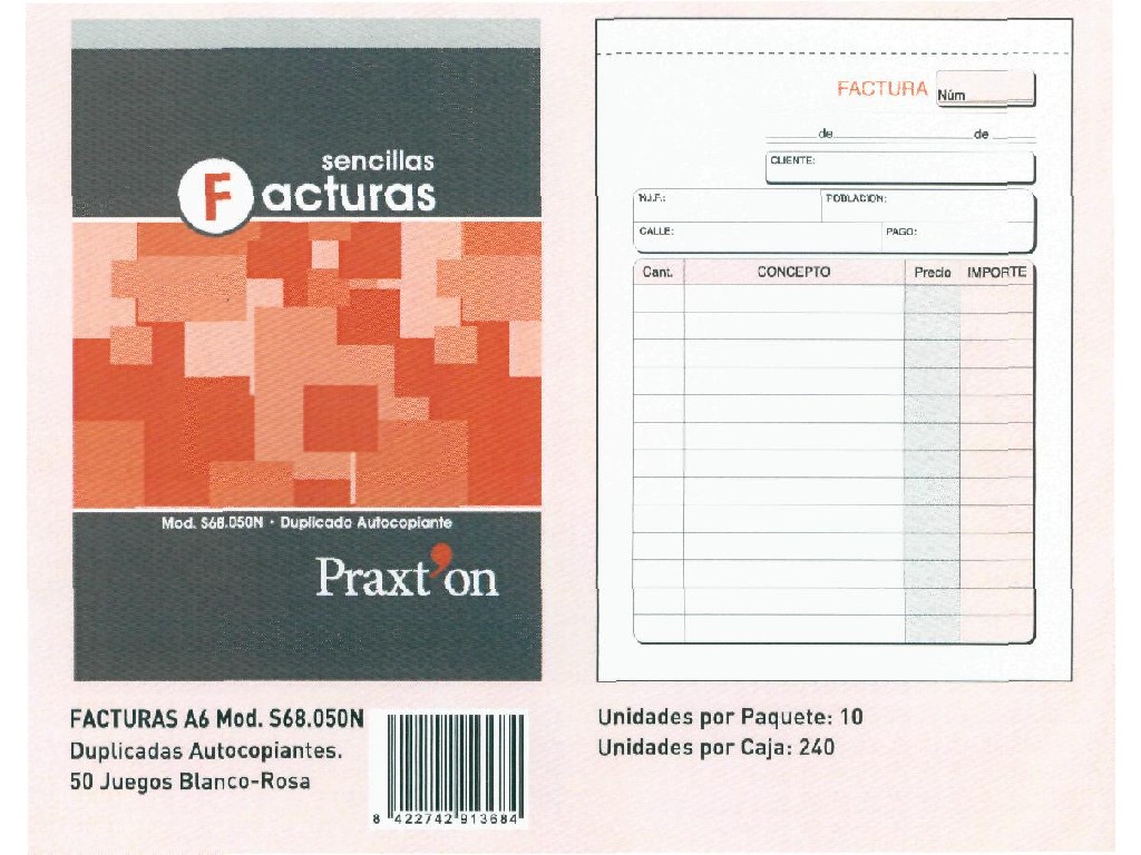 TALONARIO PRAXTON FACTURA 8º NAT. DUPLICAD S68050N