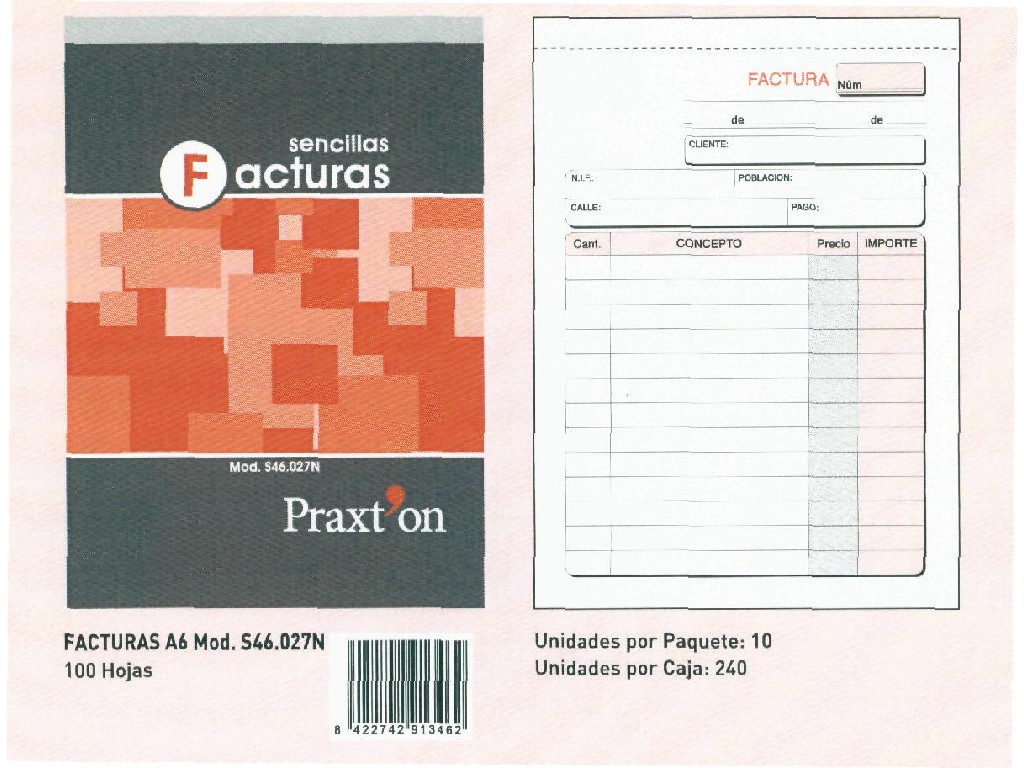 TALONARIO PRAXTON FACTURA 8º NAT. S46027N
