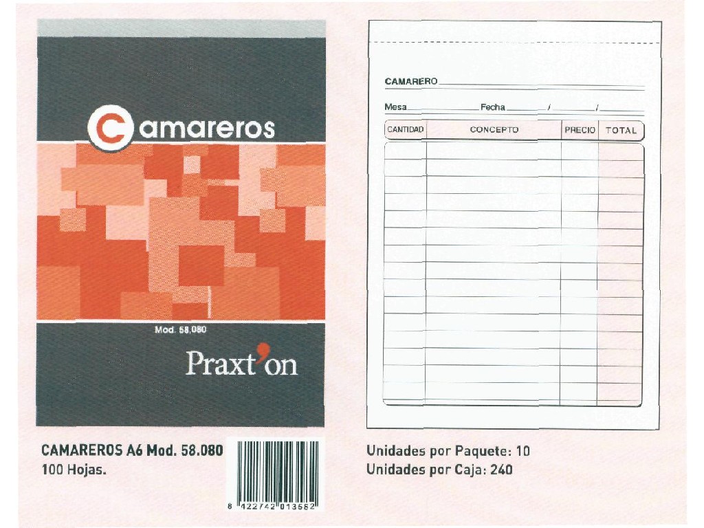 TALONARIO PRAXTON CAMARERO 8º 58080