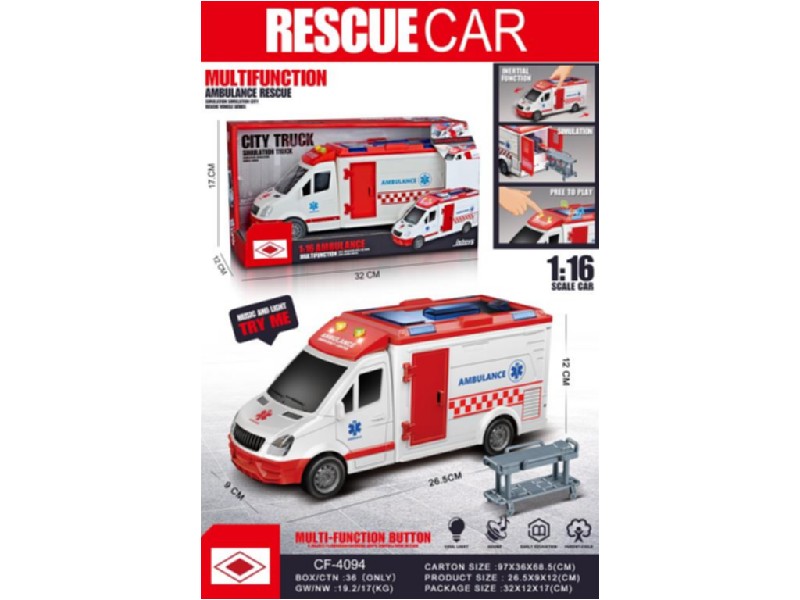 NRO AMBULANCIA CF4094 ESCALA 1:16 LUZ+SONIDO